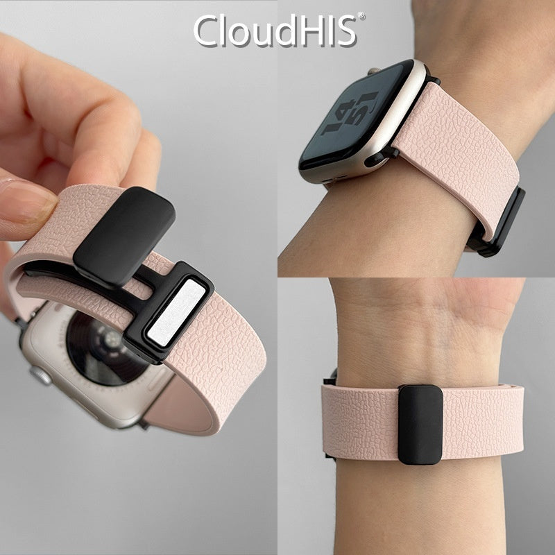 Lychee-pattern Silicone Magnetic Sports Watch Strap