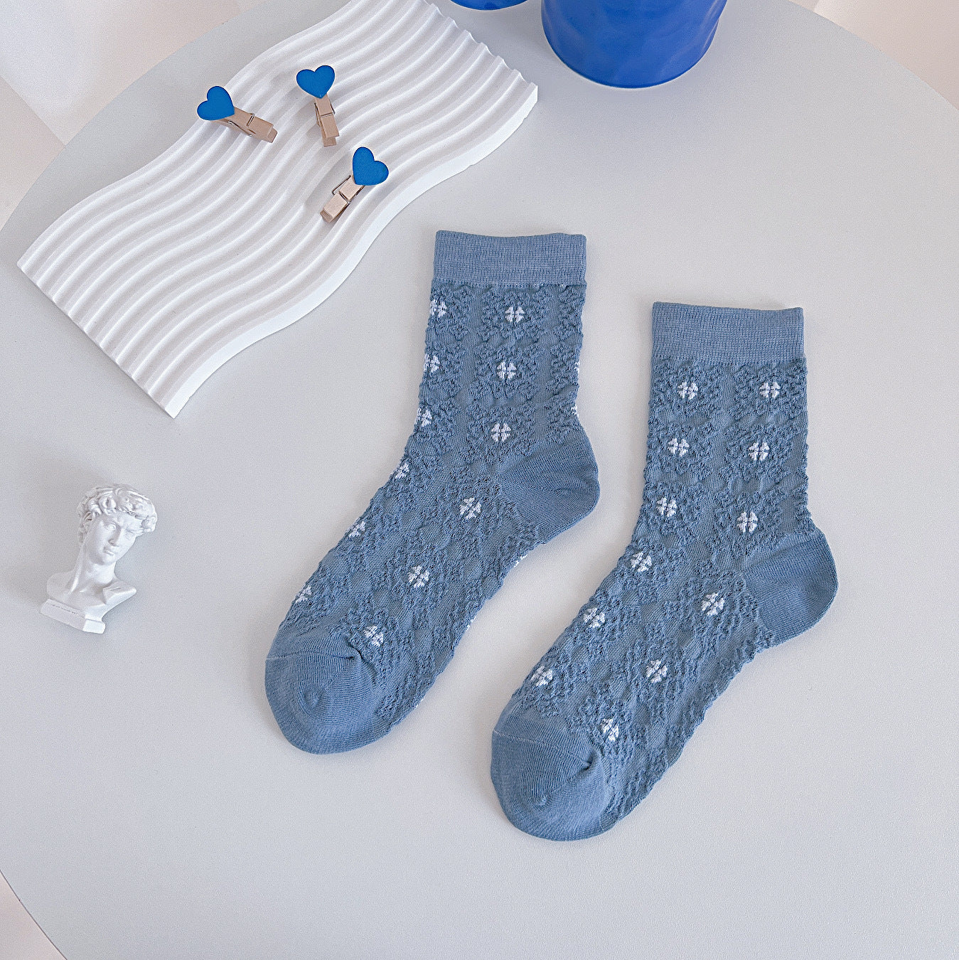 Women's Blue-toned Mid-calf Socks
