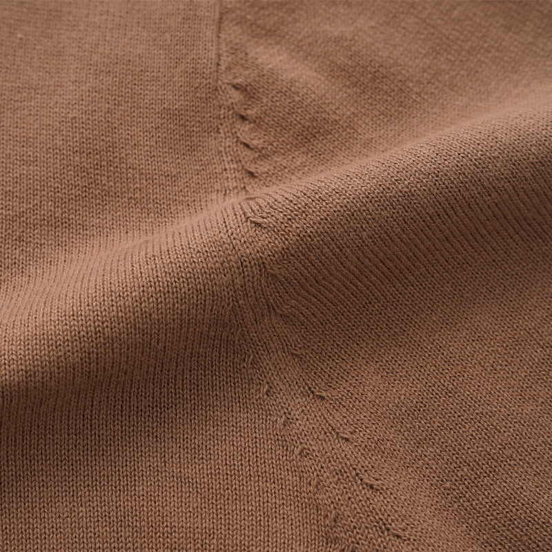 Pure Cotton Yarn Knitted Men's Short-sleeved T-shirt Round Neck