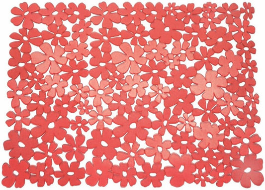 iDesign Blumz Floral Rouge Tapis de protection d'évier flexible en plastique Grand 31,75 cm x 40,64 cm