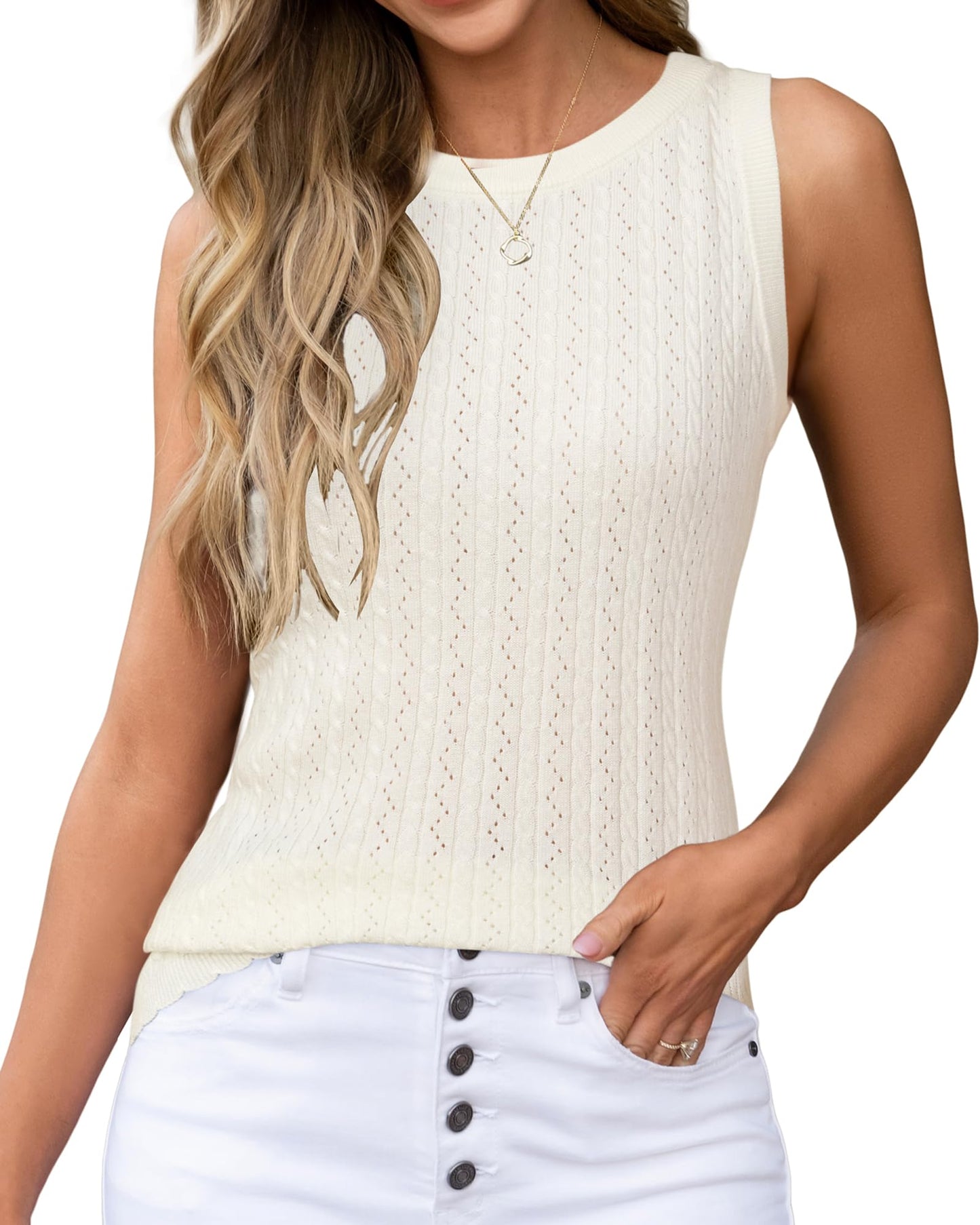 Arach&Cloz Women's Wool Blend Sweaters Non See Through Summer Business Casual Tank 2026