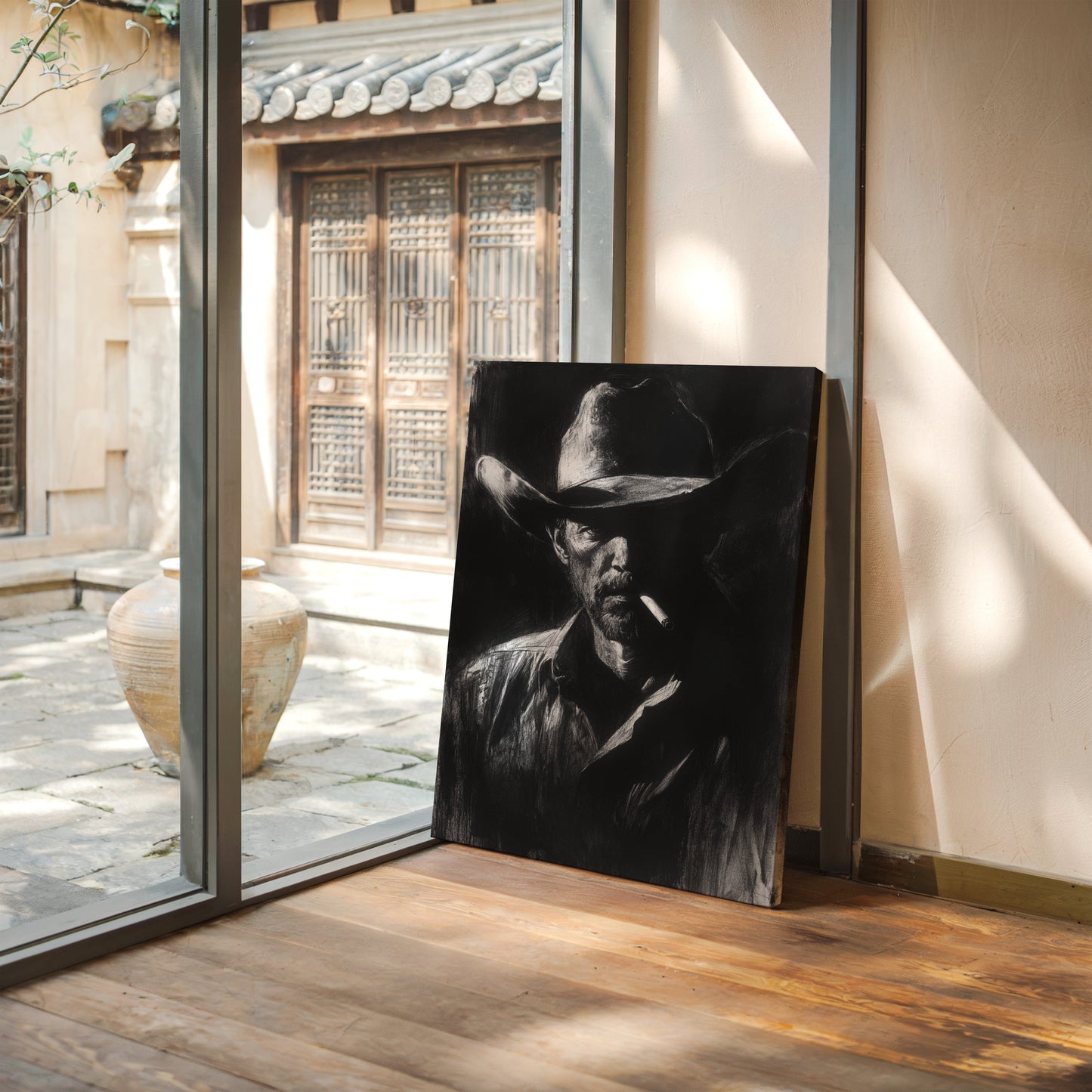 Cowboy de minuit dans l'ombre du fusain