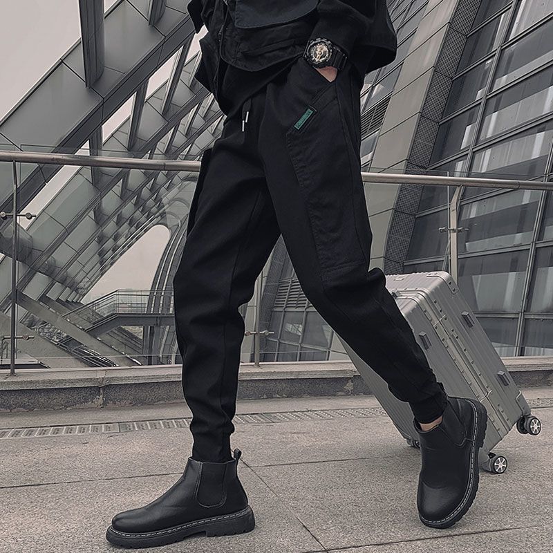 Mens Fleece-Lined Extra-Thick Slim-Fit Cargo Pants With Drawstring Hems