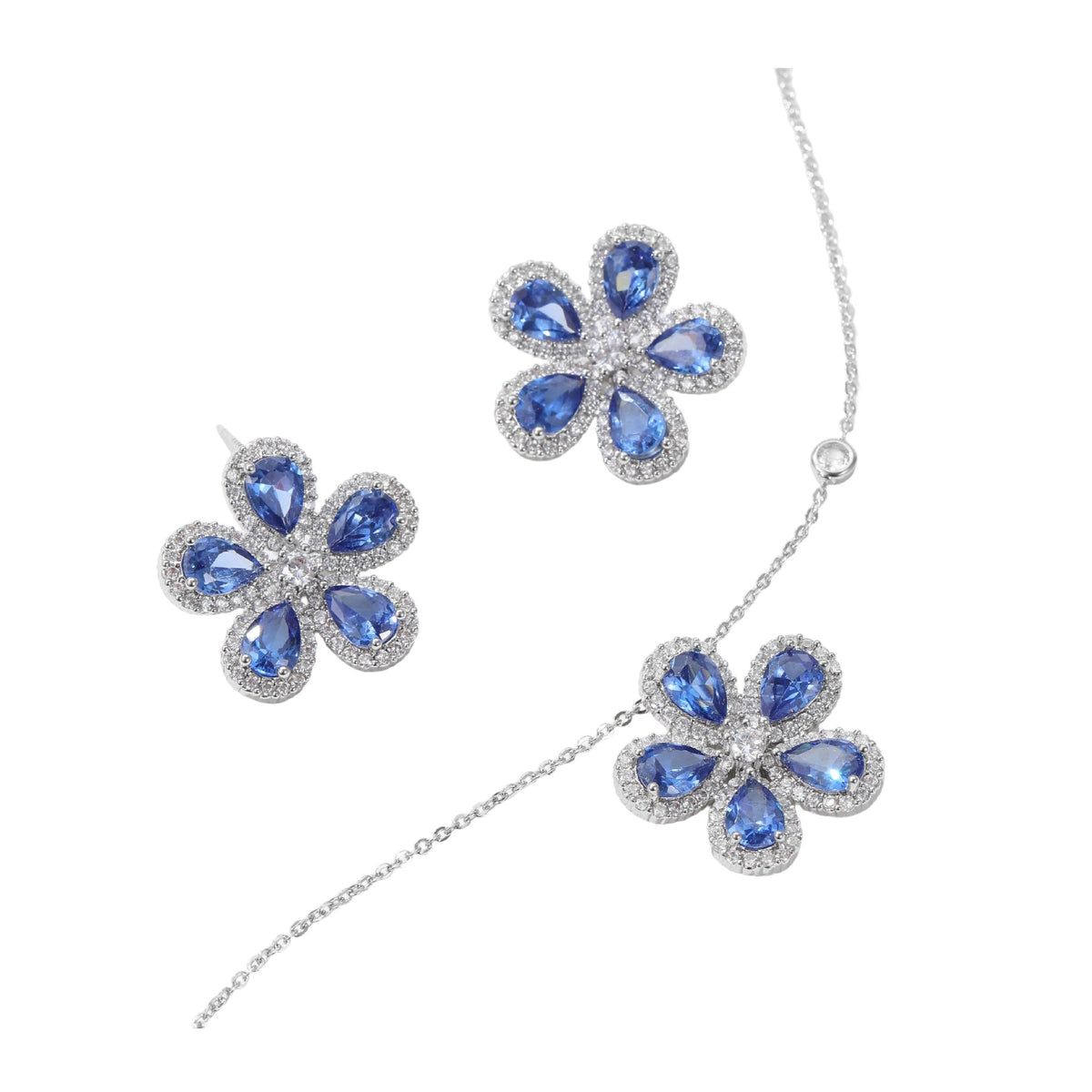 High-grade Jewelry Suit Micro Inlaid Zircon Sunflower Ear Stud Necklace A Set Of Elegant Jewelry
