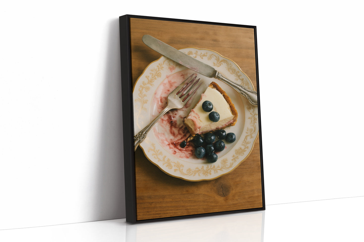 Blueberry Cheesecake on China Plate