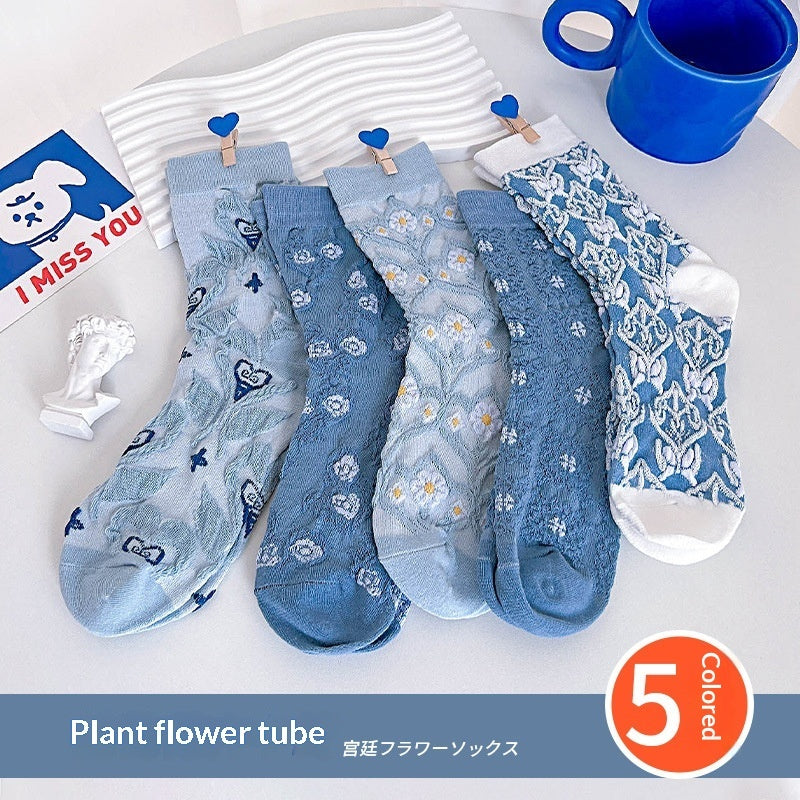 Women's Blue-toned Mid-calf Socks