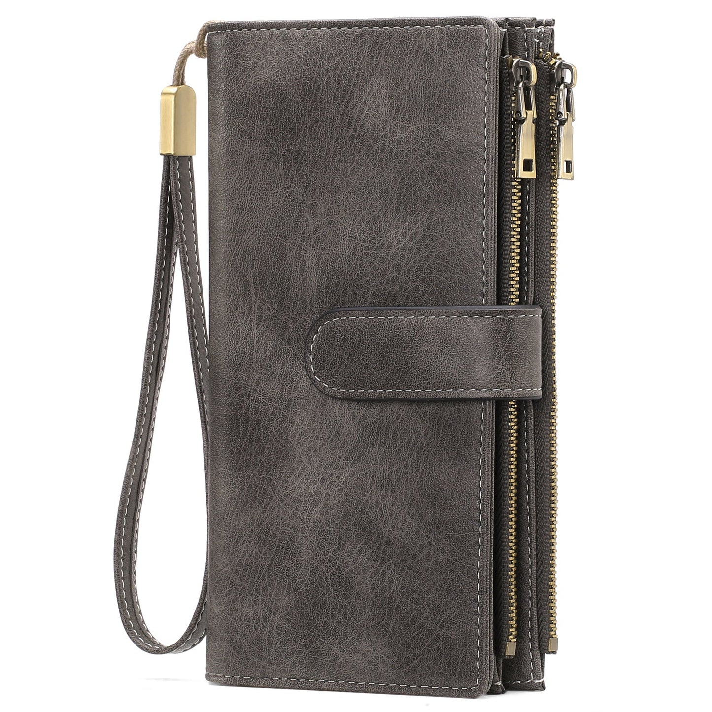 Womens Long Wallet Multi-functional Vintage Tri-fold Purse