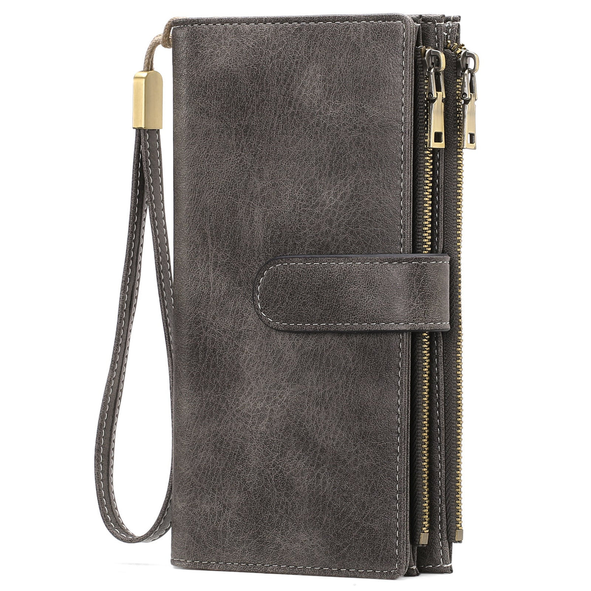 Womens Long Wallet Multi-functional Vintage Tri-fold Purse