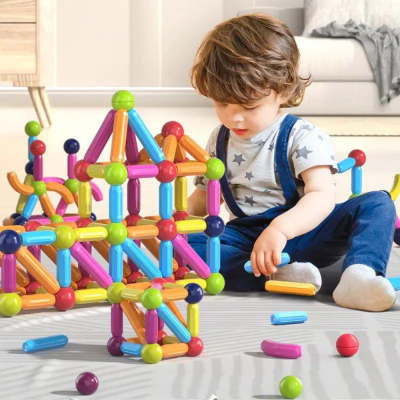 Big Size DIY Magnetic Construction Set Early Learning Constructor Variety Magnetic Rod Building Blocks For Children Toys Gift