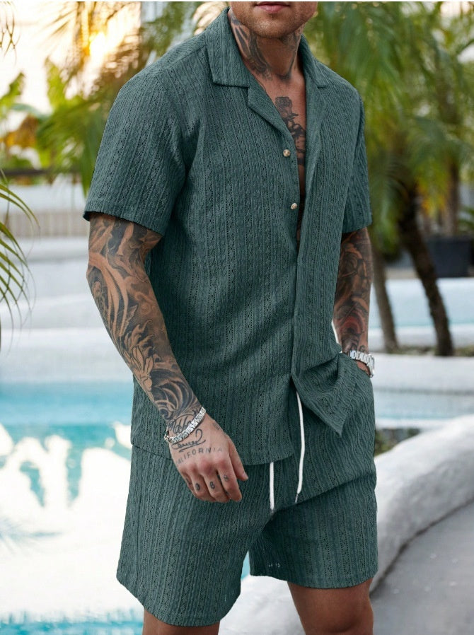 Mens Fashionable Printed Casual Shirt Set