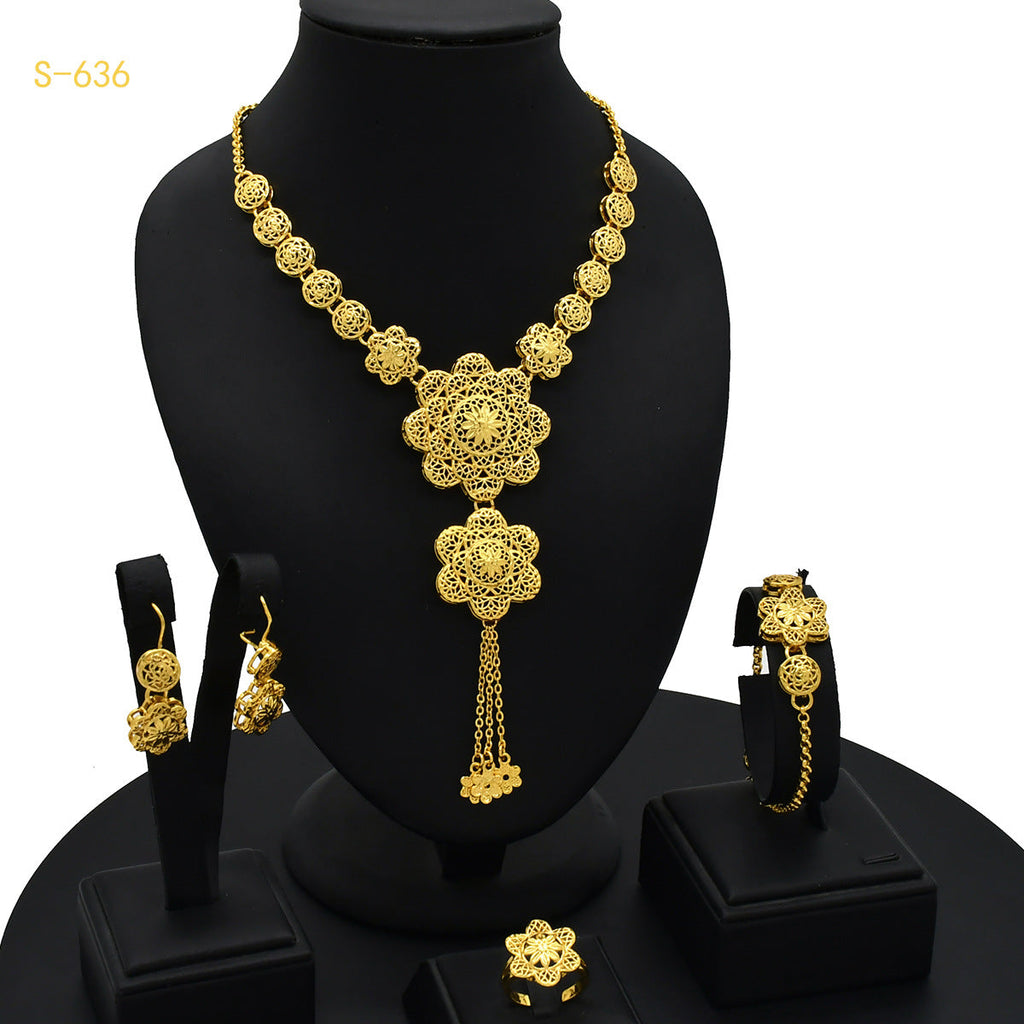 24K Gold Plated Arabic Women's Bridal Jewelry Suit