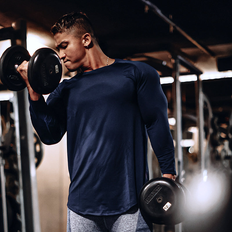 Back Vertical Letter Sports T-shirt Fitness Long Sleeve