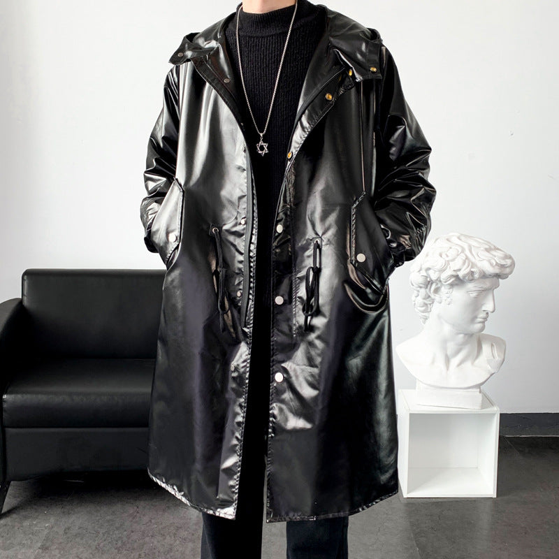 Mens Long Trench Coat Youth Mid-length Style