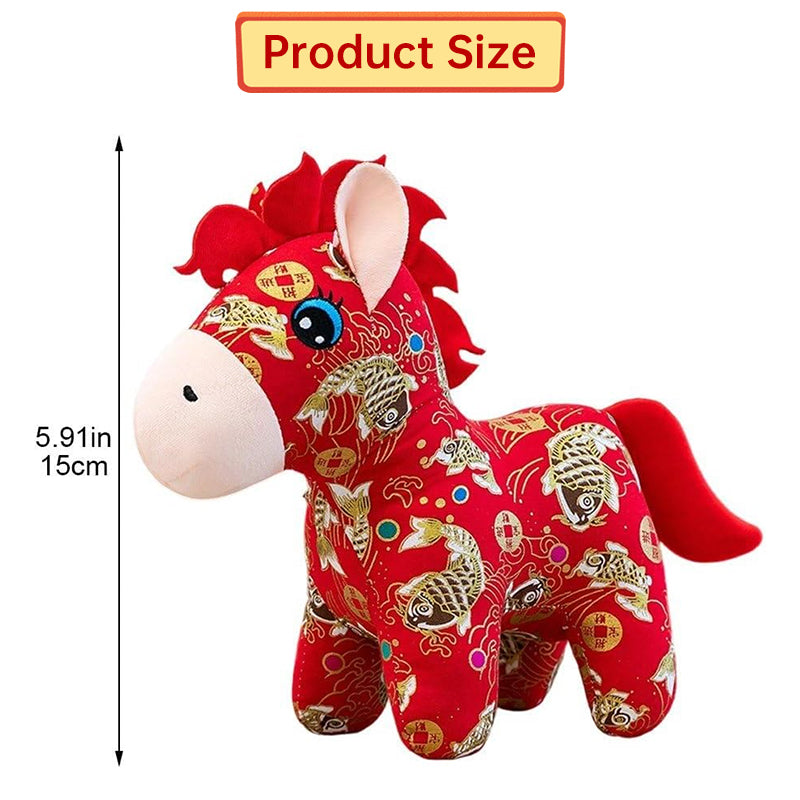 2026 Year of the Horse Plush Doll, 15/20cm Soft Stuffed Animal, Holiday Mascot for Family Home Decoration & New Year Supplies