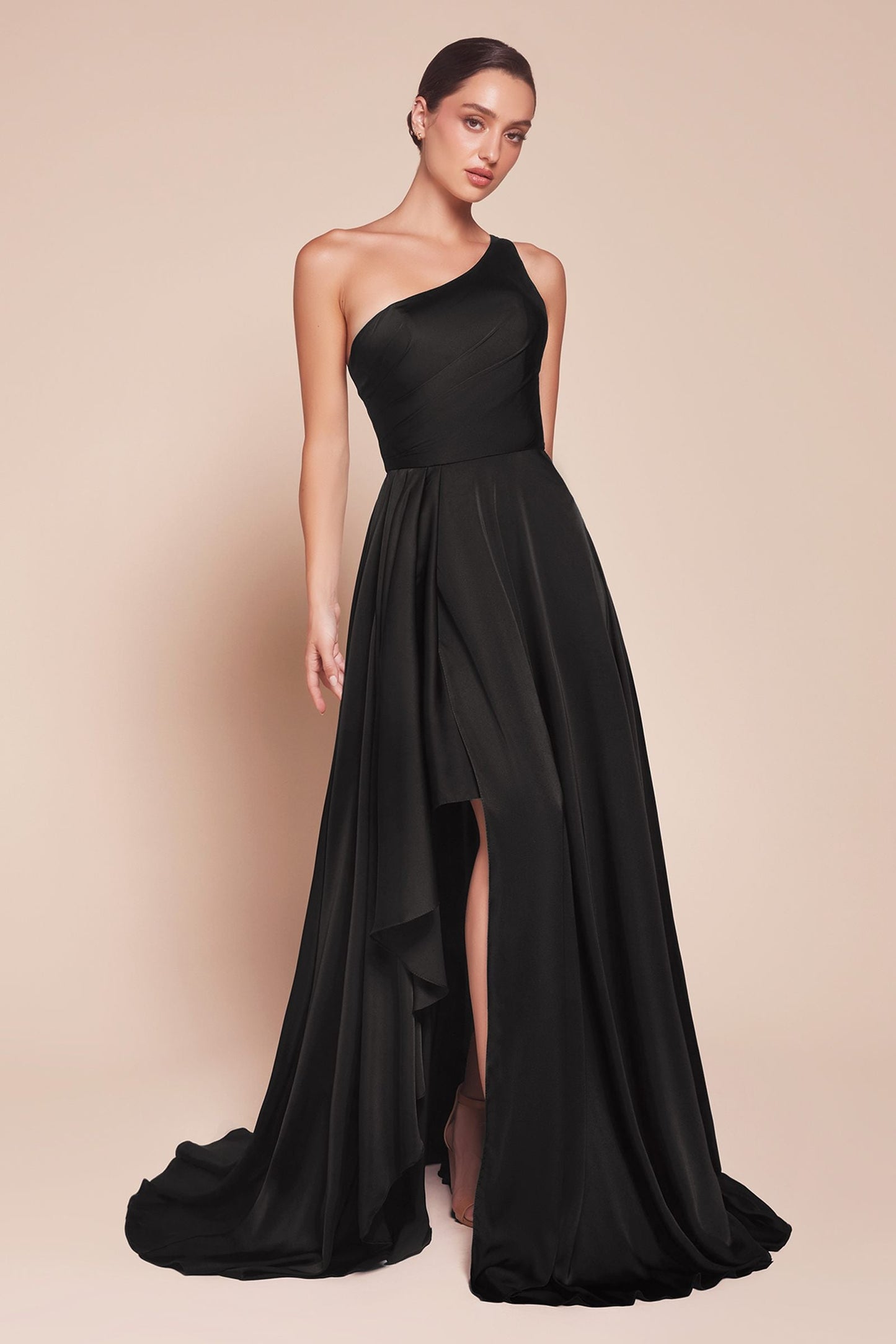 Ladivine 7450 Dress One Shoulder Satin A-Line Gown