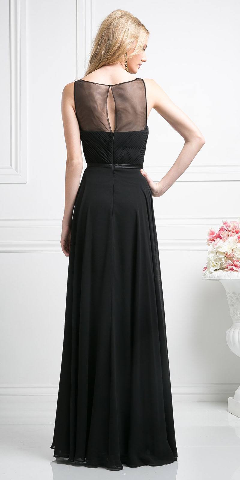 Cinderella Divine 7458 Illusion Sweetheart Long Chiffon Dress