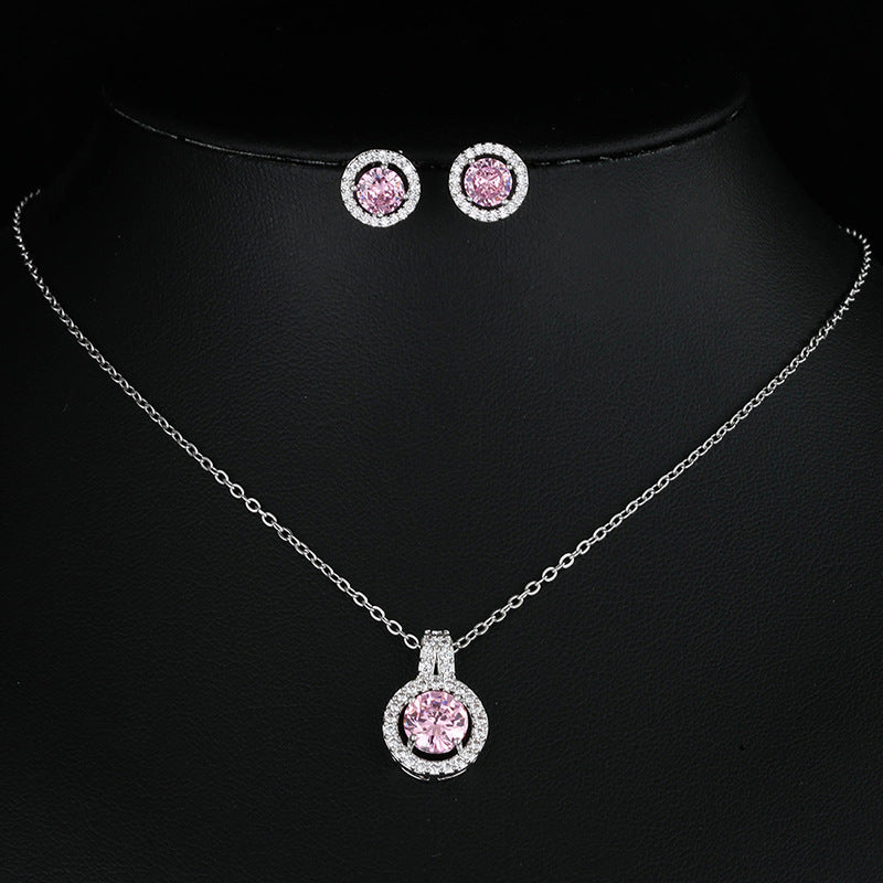Two-piece Zircon Disc Necklace Set