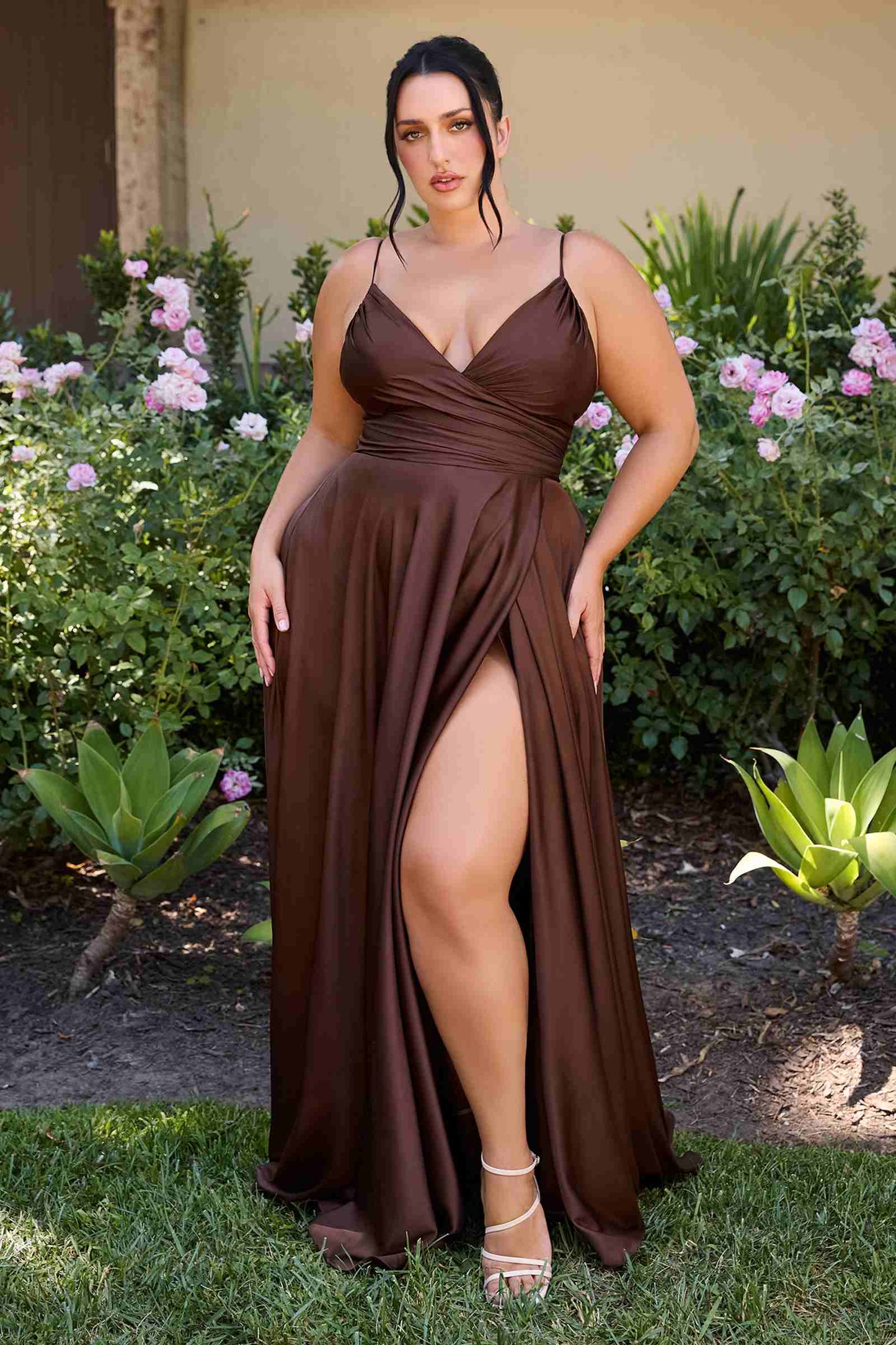 Cinderella Divine 7485C Sweetheart Neckline Soft Satin A-Line Formal Dress