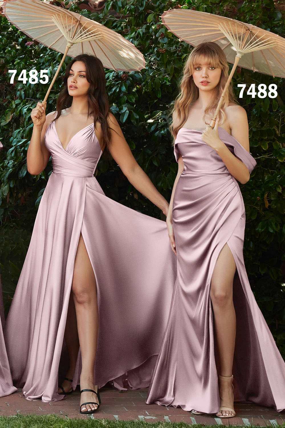 Cinderella Divine 7485 Long Sweetheart Soft Satin A-Line Formal Dress