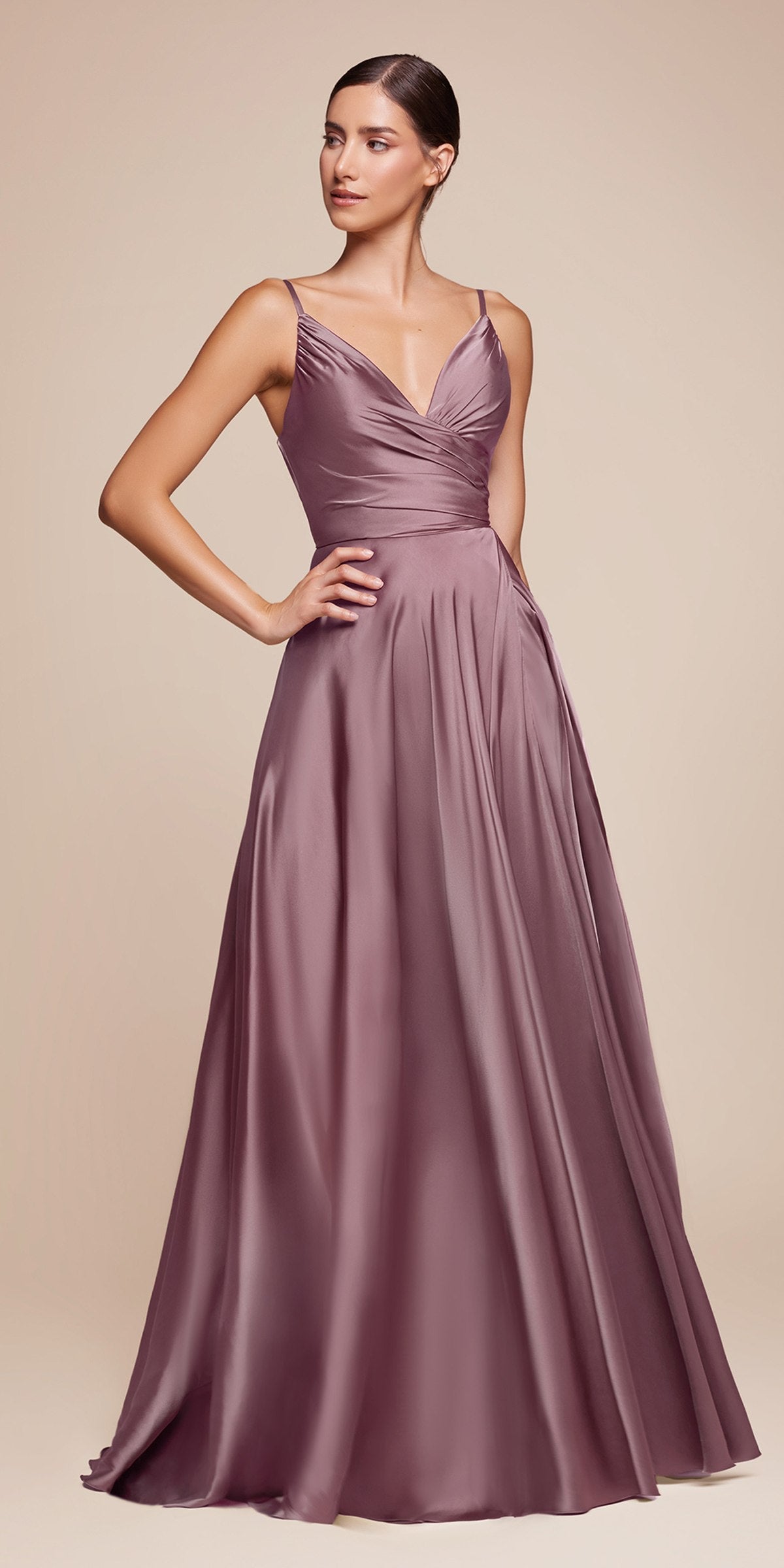 Cinderella Divine 7485 Long Sweetheart Soft Satin A-Line Formal Dress