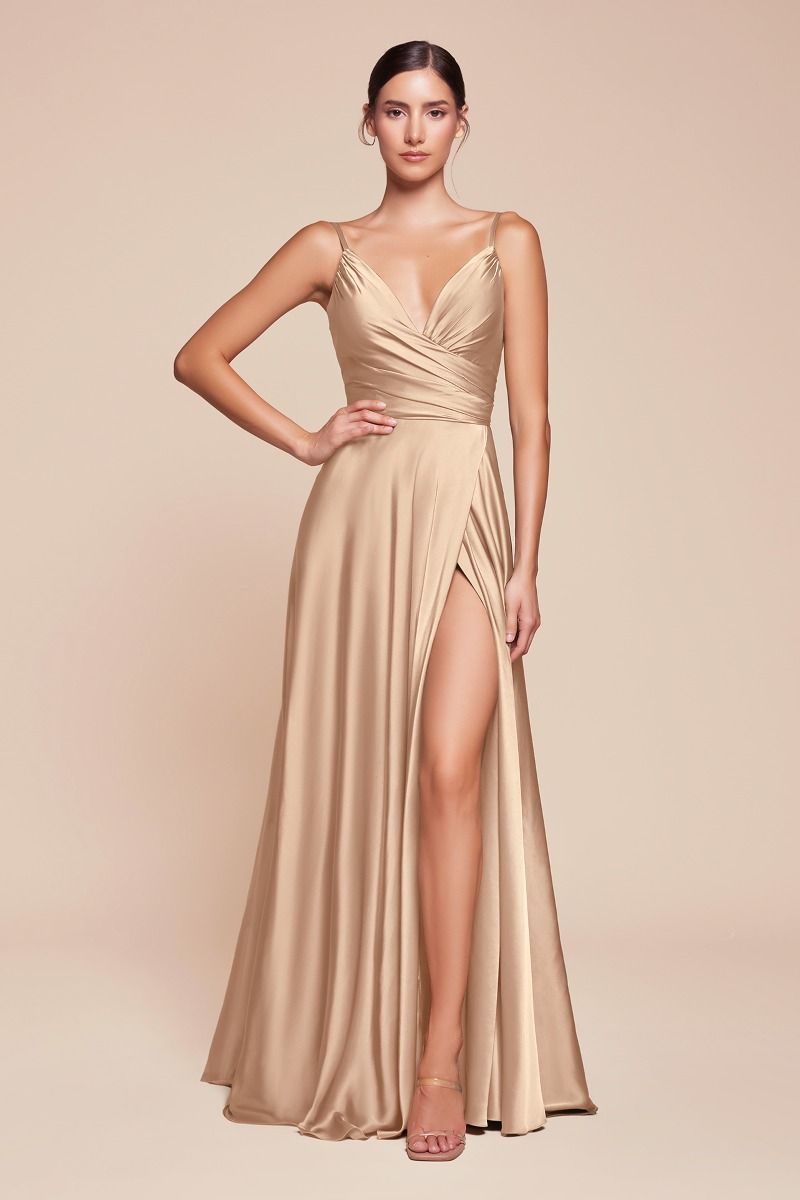 Cinderella Divine 7485C Sweetheart Neckline Soft Satin A-Line Formal Dress
