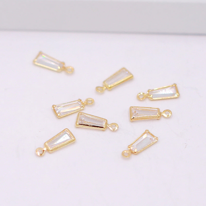 Geometric Zircon Bezel Set Pendant - Gold Plated Color Retention Charm for DIY Earring Jewelry Making Accessories