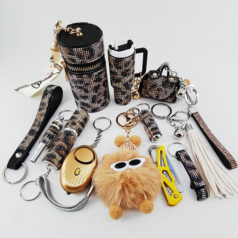 Diamond-Embellished Creative Portable 12-Piece Keychain Set
