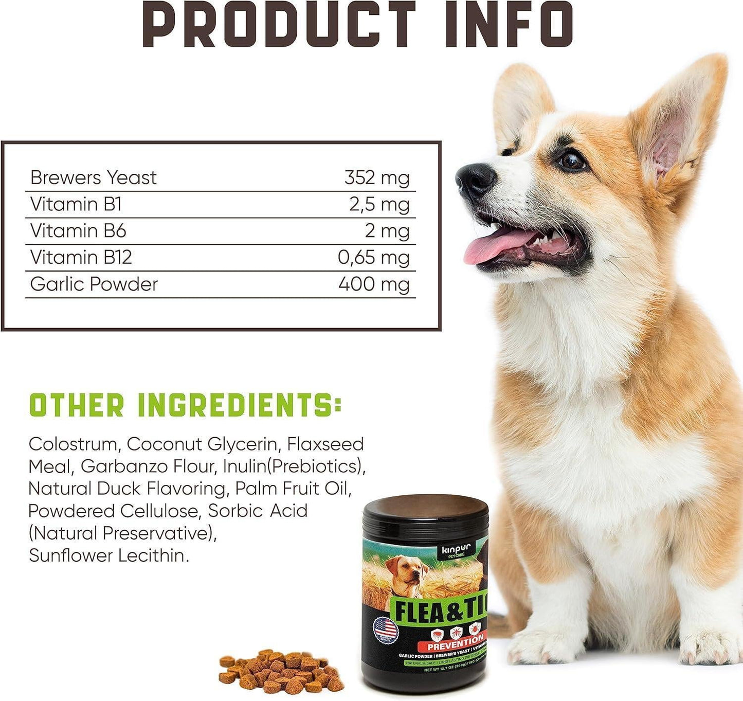 Flea and Tick Prevention Chewable for Dogs No Collars, No Mess Easy Help with Flea and Tick for Dogs American Quality for All Breeds and Ages DuckFlavored Treats 180 Flea Chews for Dogs