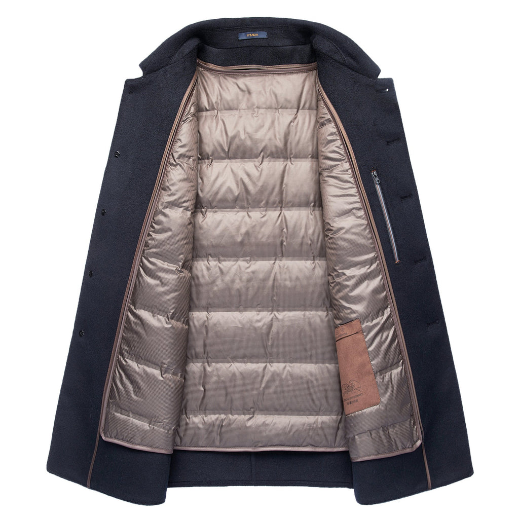 Middle-aged Men's Lapel Double-sided Woolen Coat