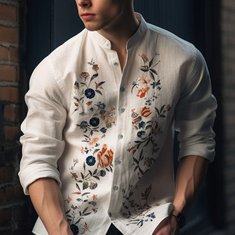 Mens Breathable Long-sleeve Printed Shirt