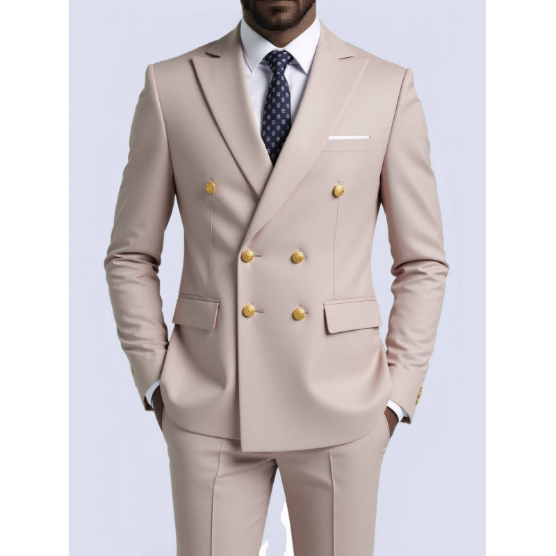 Mens Double-Breasted Fashionable Casual Blazer