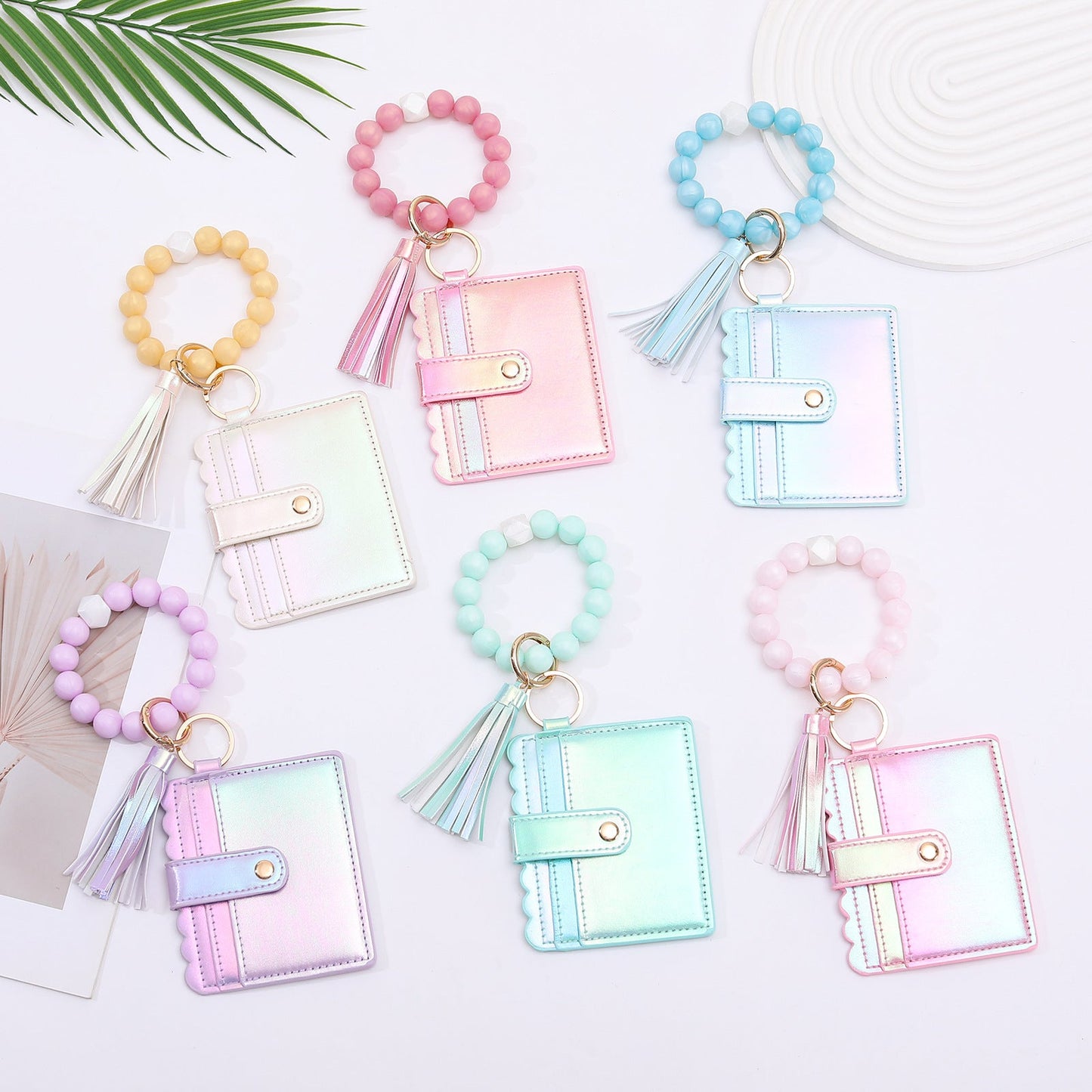European And American Colorful Laser Gradient Card Holder