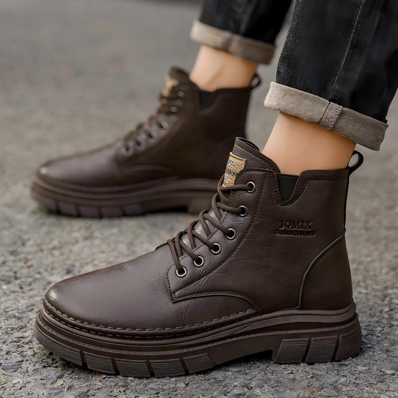 Men's Autumn High-top Martin Boots, British Style Casual Leather Shoes, Anti-slip Wear-resistant Short Work Boots