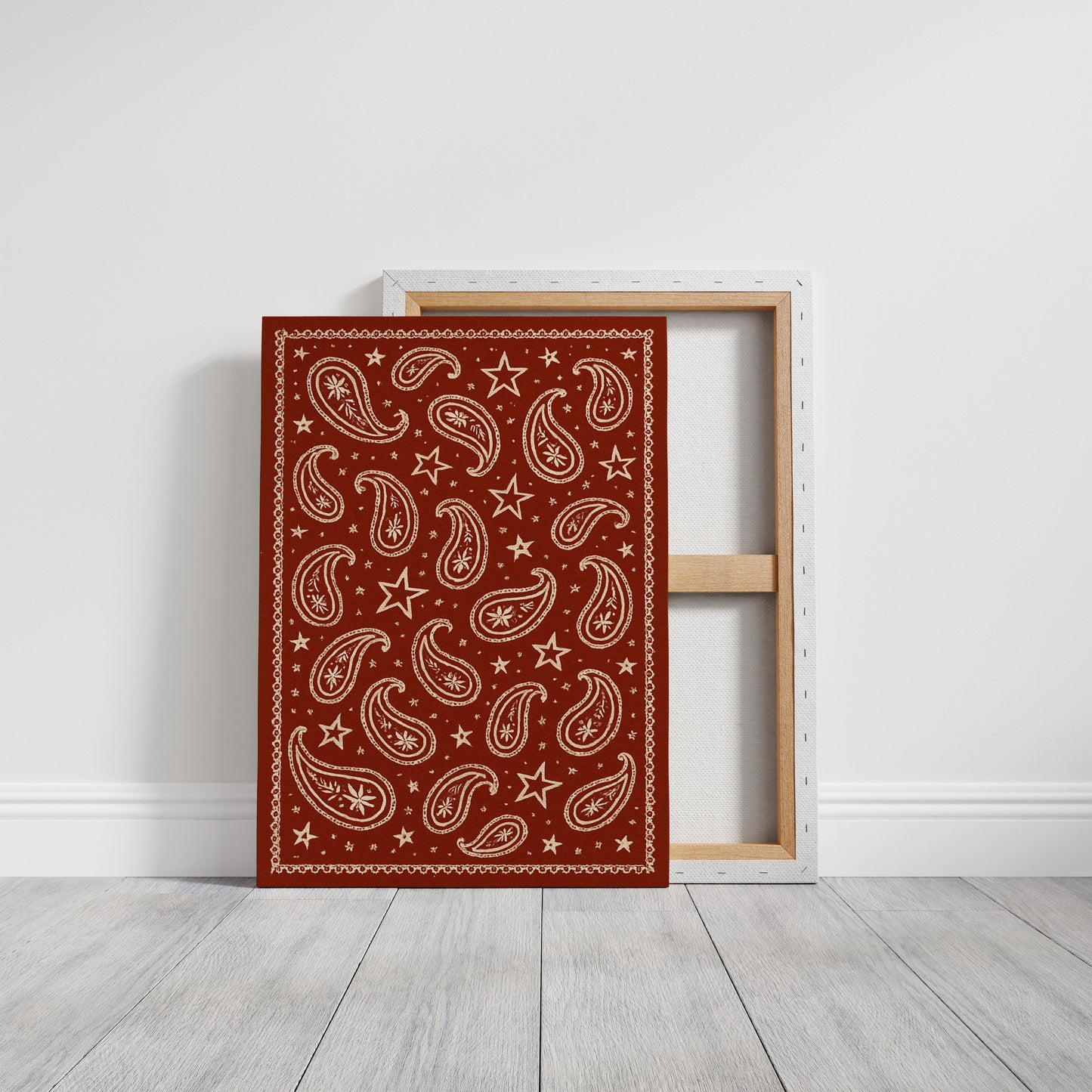 Vintage rotes Bandana mit Sternen und Paisley-Muster