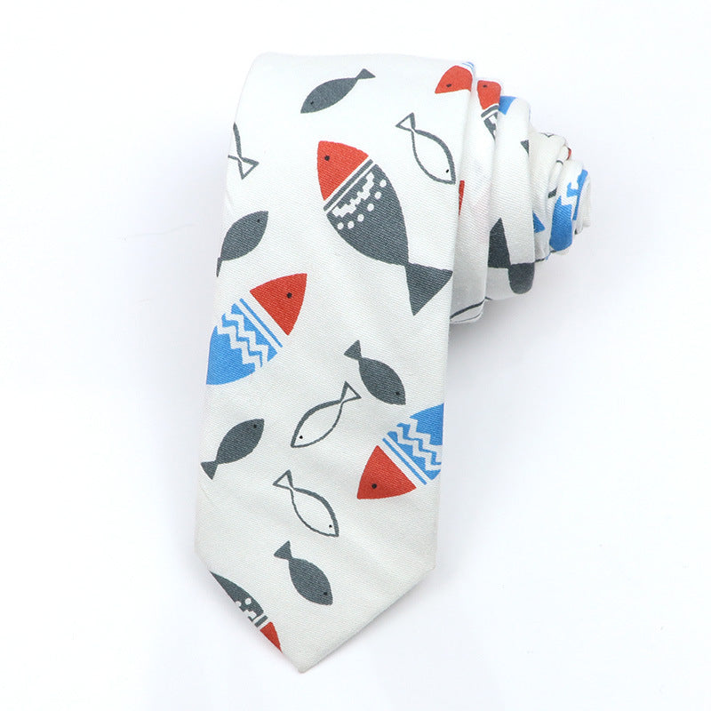 Korean Style Narrow Men's Clothing Cotton Tie