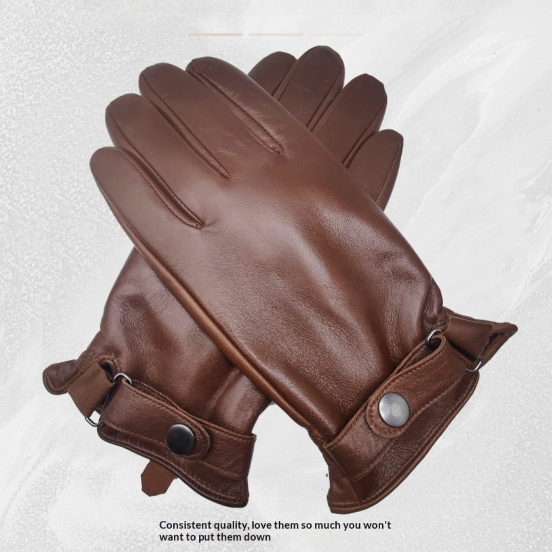 Mens Simple Stylish Waterproof Leather Gloves For Outdoor Cycling