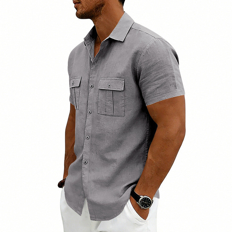 American-style Casual Loose-fit T-shirt With Two Pockets