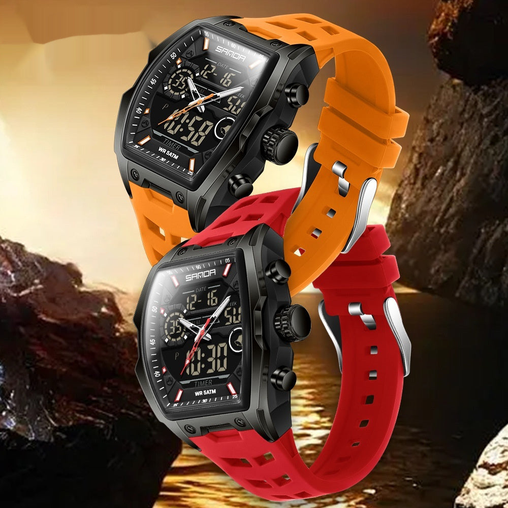 Barrel-shaped Waterproof Multifunctional Alarm Clock Student Sports Watch