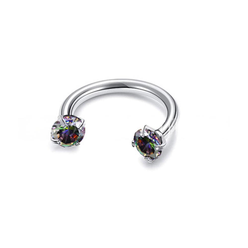 Piercing Jewelry Round Double-Zircon Nose Ring