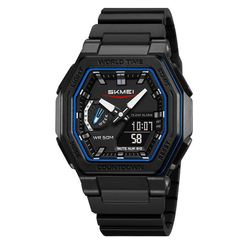 Waterproof Multi-function Digital Watch For Students A Versatile Sports-style Dual-display Wristwatch