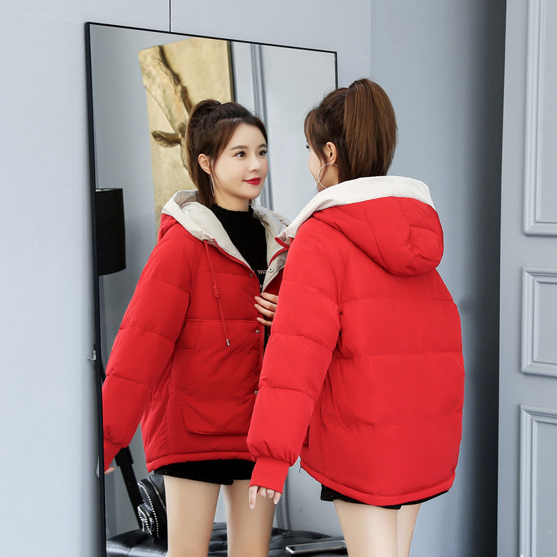 Women's Short, Loose-Fitting, Padded Cotton Jacket Coats