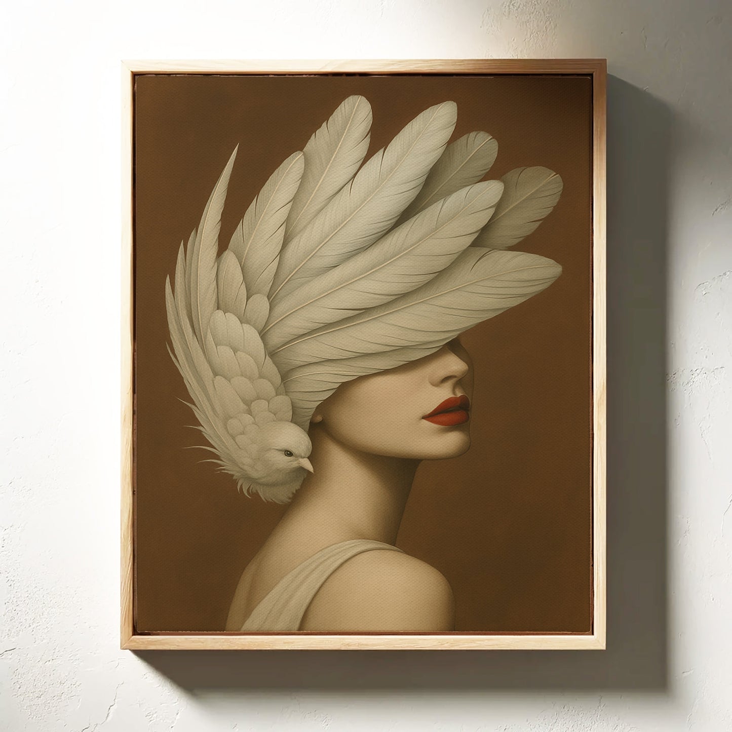 Winged Elegance in Ivory and Crimson