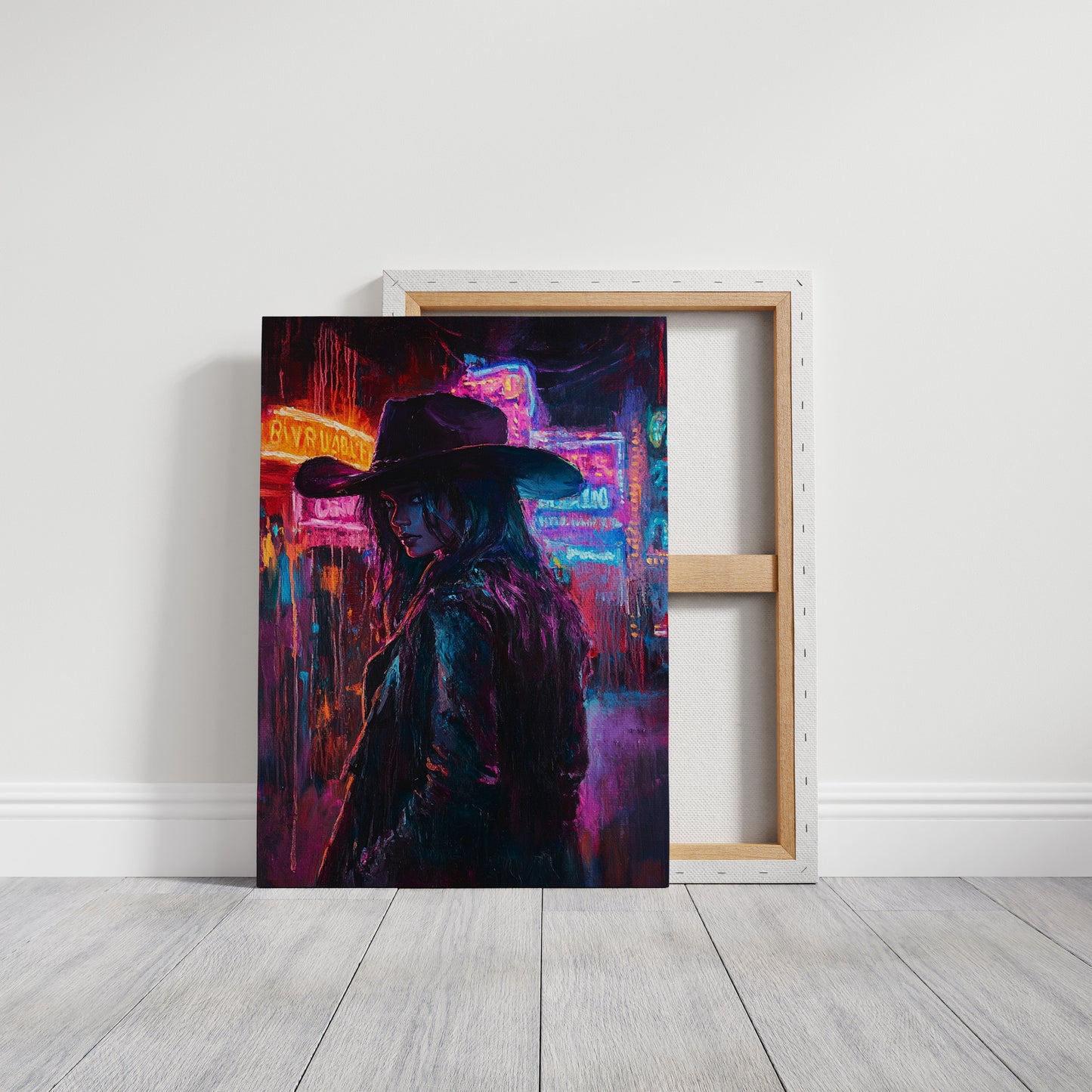 Cowgirl-Noir in Neonlichtern