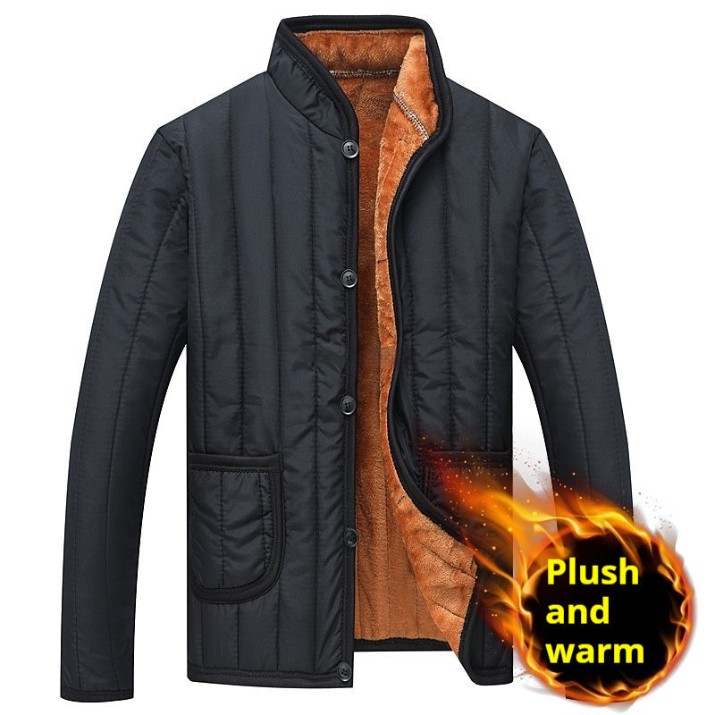Mens Stand-Up Collar Padded Cotton-Padded Jacket