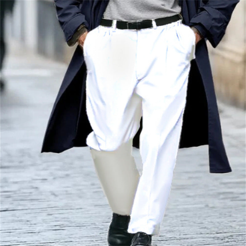 Mens Business Formal Solid-Color New-Style Outdoor Street-Style Straight-Leg Suit Trousers