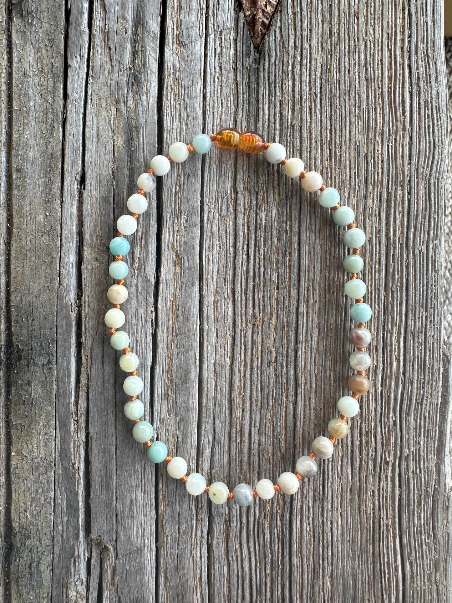 Collier de perles en amazonite naturelle