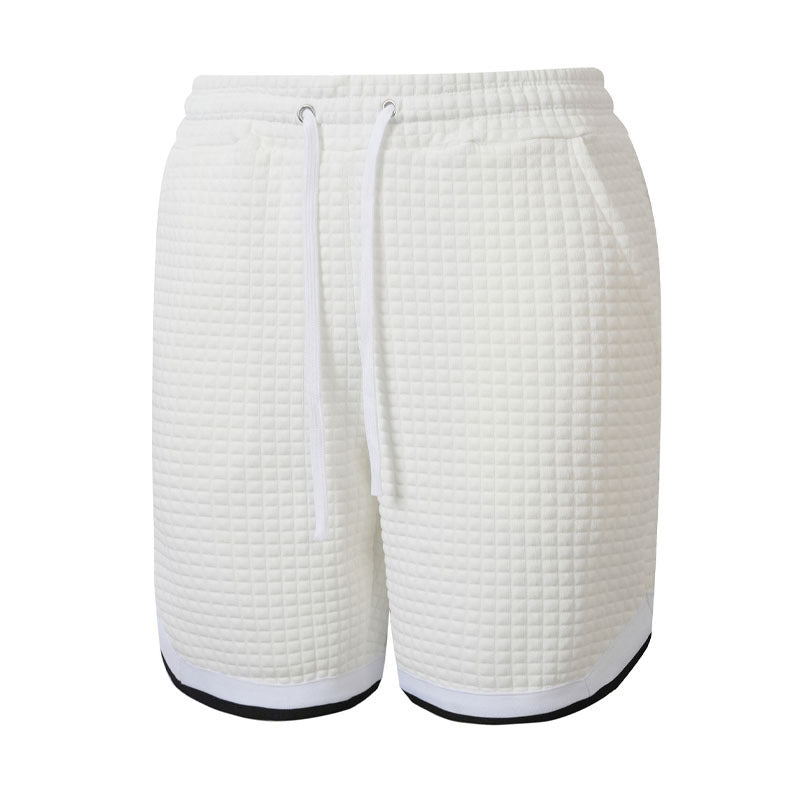 Mens Sporty Plaid-Panel Short Shorts