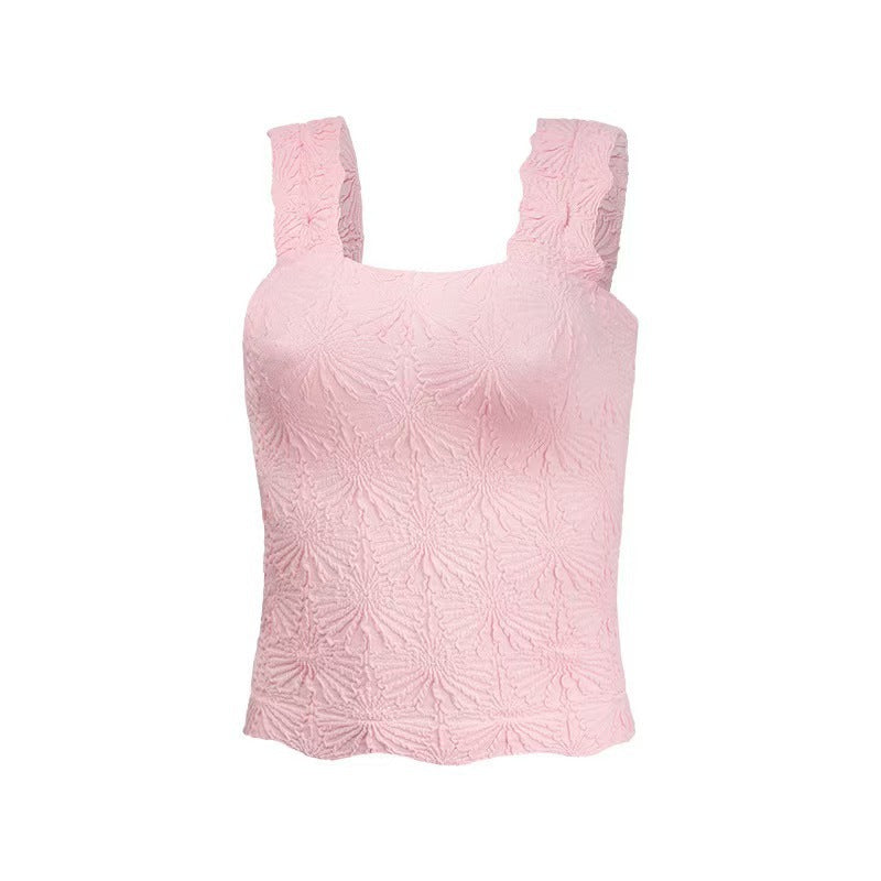 Women's Pleated Figure-flattering Square-neck Camisole
