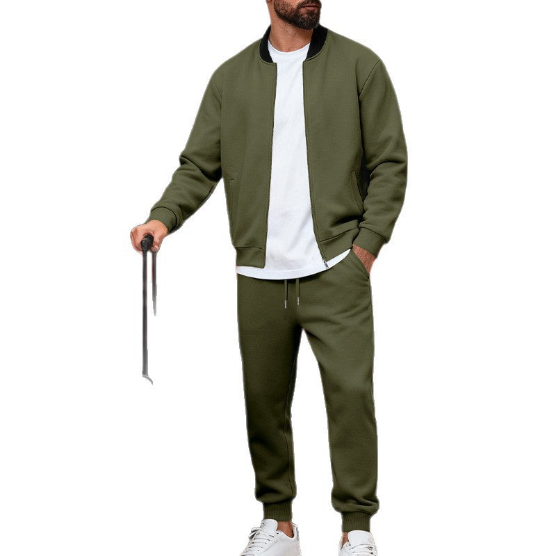 Mens Yolk-zip Baseball Jacket And Sportswear Set