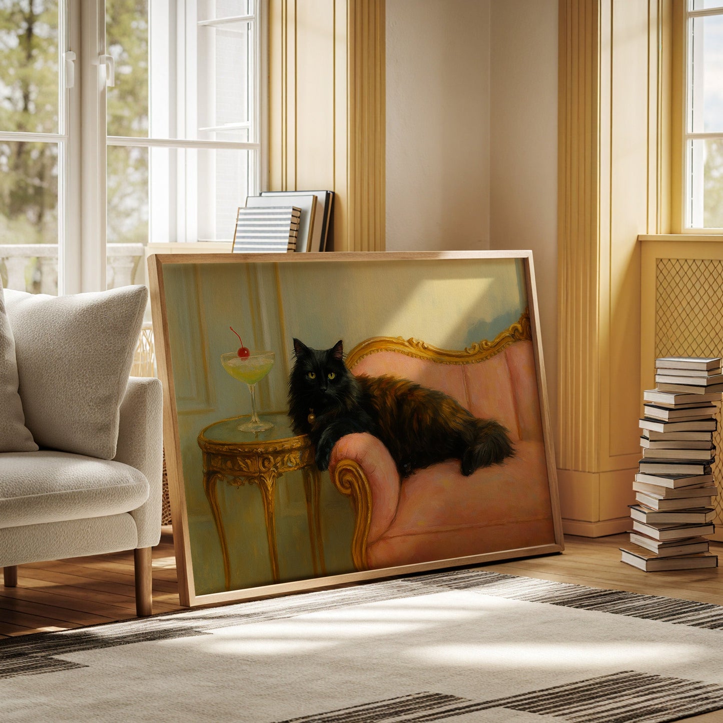 Chat royal avec un Martini Cerise